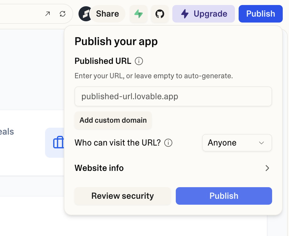 Lovable sharing options