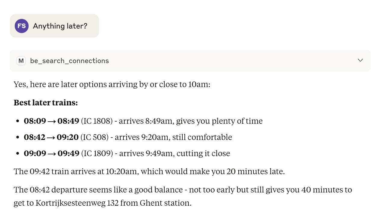 Follow-up for later trains